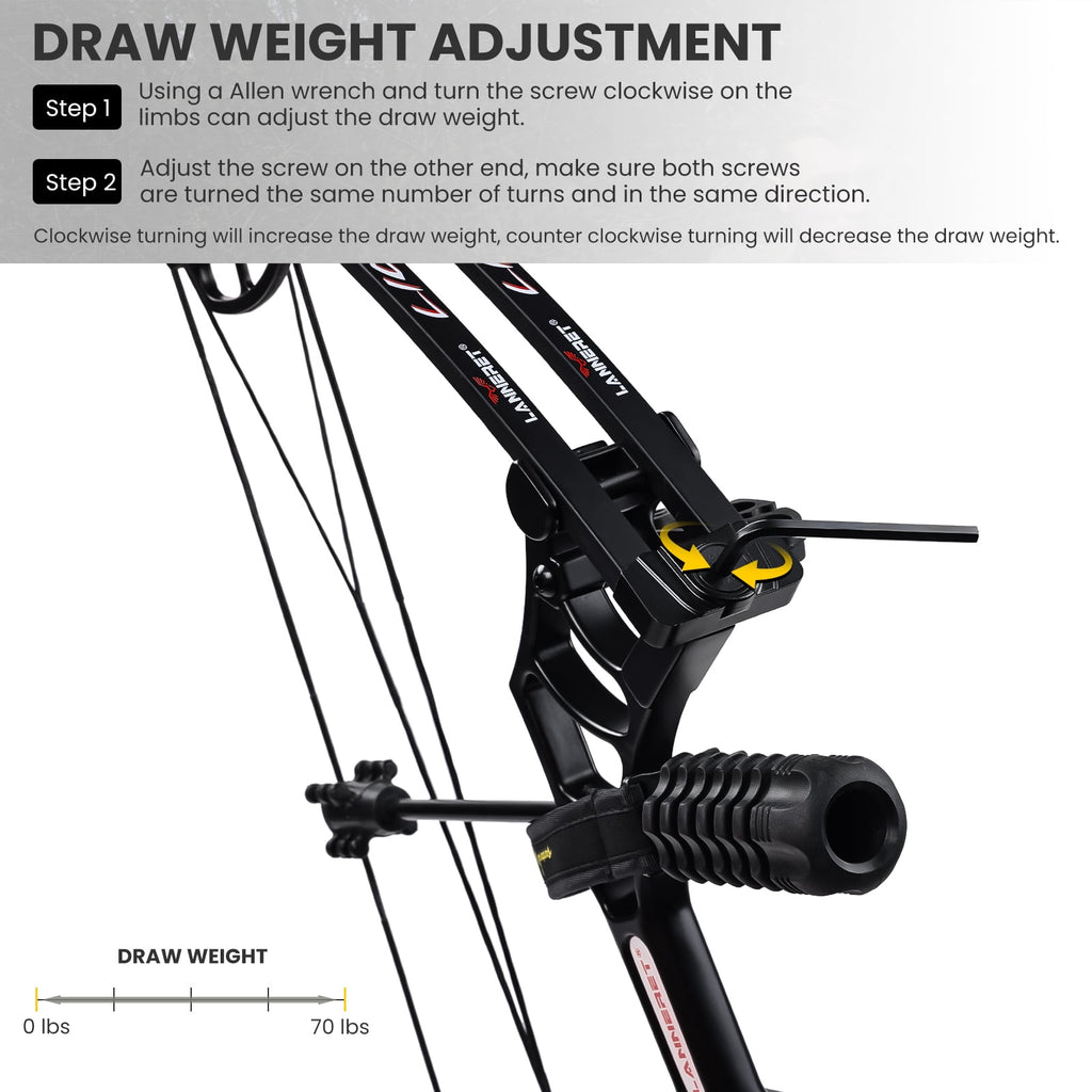 Archery Ready to Hunt Compound Bow Package for Adults and Teens,25"-31" Draw Length，0-70 Lbs Draw Weight ,up to IBO 320 fps，Lightweight Design Bow