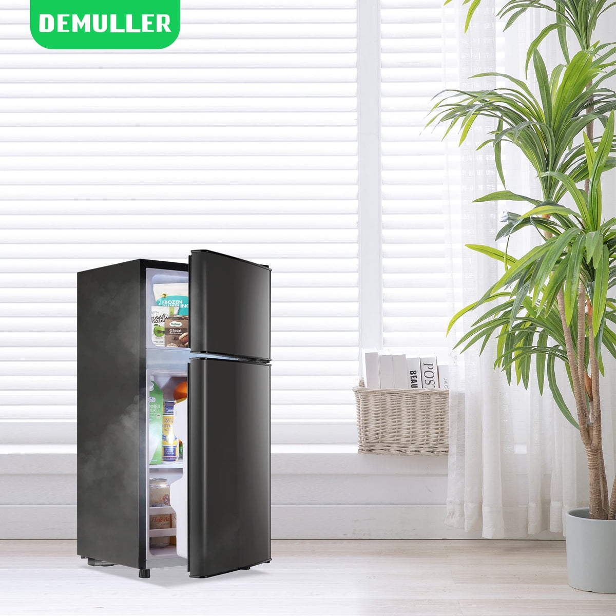 DEMULLER 2.4 Cu.ft Mini Refrigerator with Freezer Small Fridge Top Freezer Compact Fridge New Gray