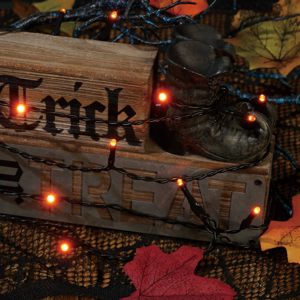 Indoor/Outdoor 100-Count Battery-Operated LED 8-Function Micro String Lights, 33', Halloween by Way To Celebrate