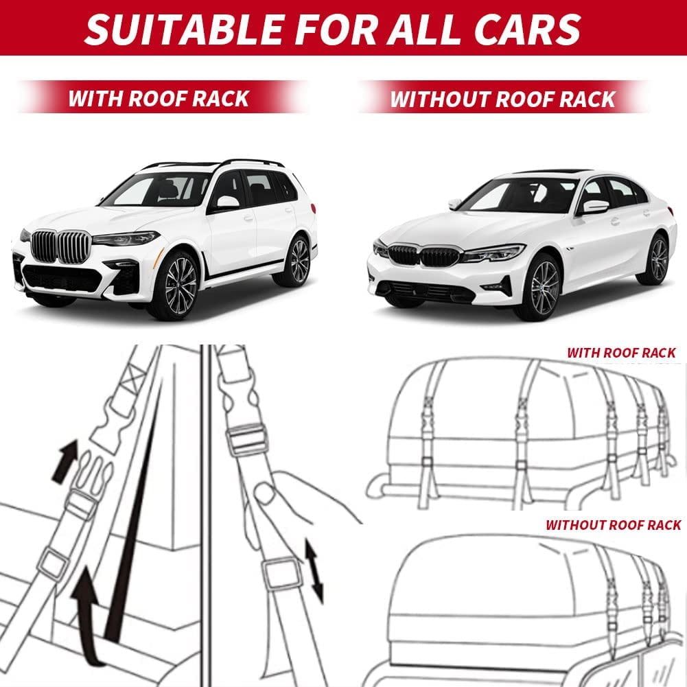 Car Top Cargo Carrier 21 Cubic ft Bag with Reflective Strip, 840D PVC Soft Roof Top Cargo Bag 100% Waterproof Fit for All Vehicle with/without Rack