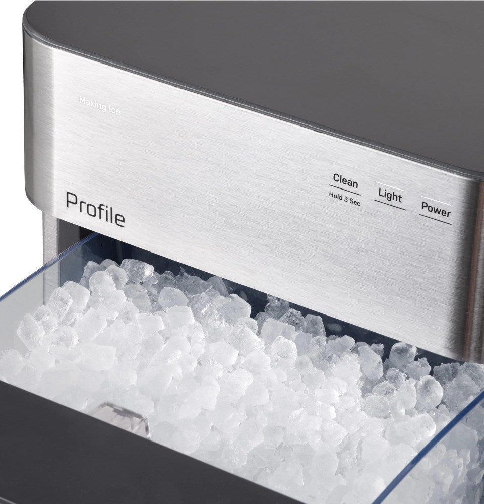 GE Profile Opal 2.0 Ultra Nugget Ice Maker With Scale Inhibiting Filter, Scoop, 38 lbs In 24 Hours, WiFi - Stainless Steel