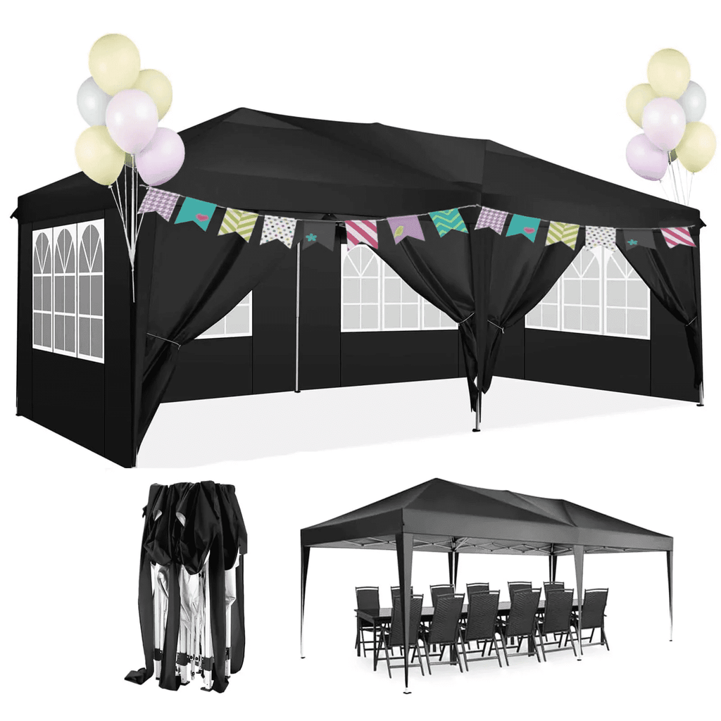 SANOPY 10' x 20' Pop Up Canopy Tent with Air Vent, Removable Sidewalls & Reflective Strips, Outdoor Instant Shelter Gazebo for Party, Camping, Beach