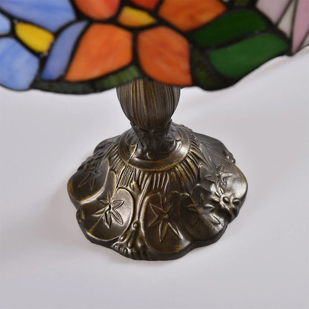Tiffany Style Stained Glass Hummingbird Table Lamp 12in Shade, 18in Tall