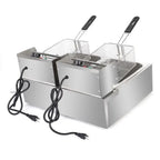 Stainless Steel Double-Cylinder Commercial Electric Deep Fryer, 12.7QT/12L, 5000W