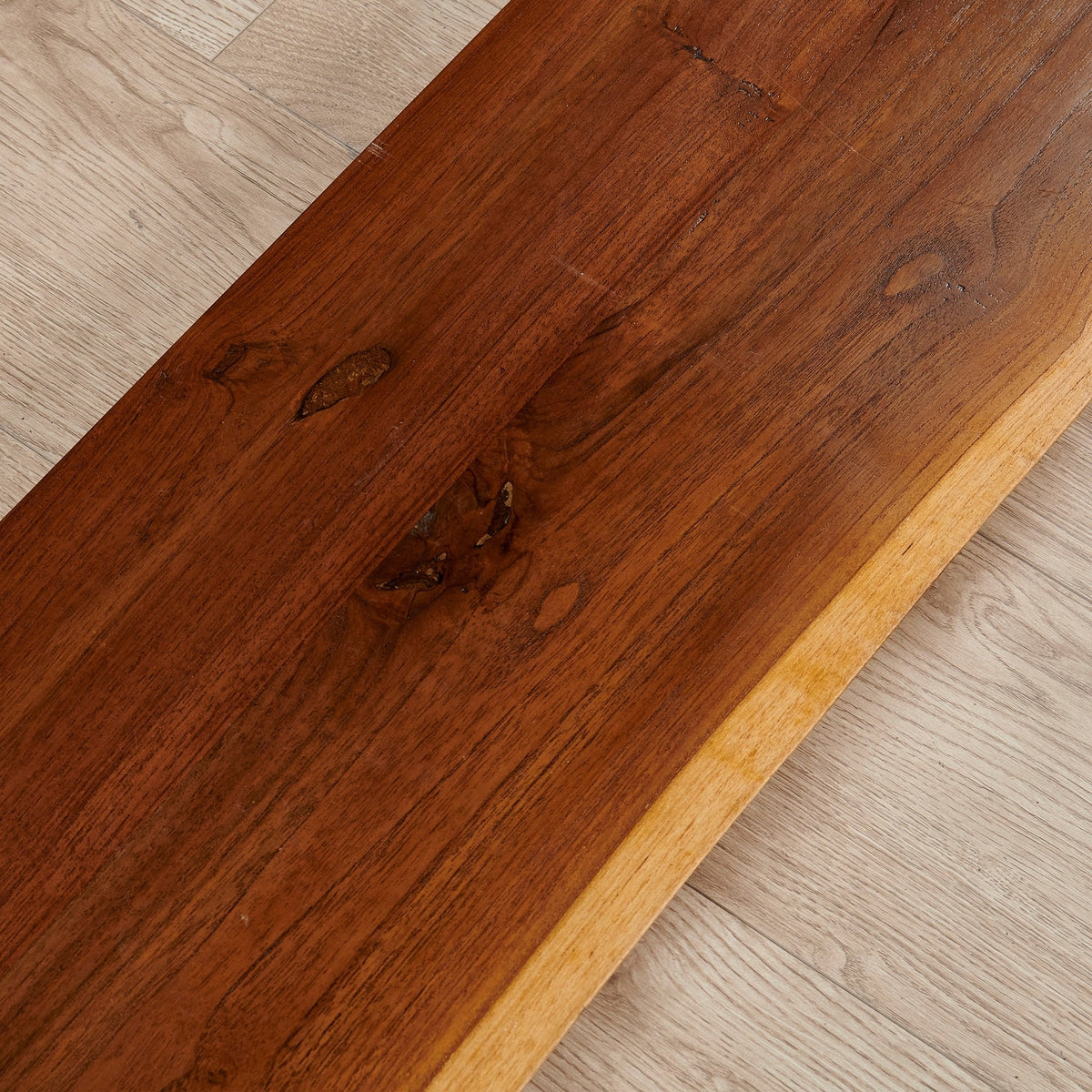 1 Piece Teak Wood Live Edge Rustic Floating Wall Shelf - 24, 36, 42
