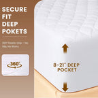 Vccoem California King Heated Mattress Pad, Electric Mattress Pad with 9 Heat Settings & 4 Auto-Off Timers, Dual Controllers, Machine Washable, White