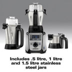 Hamilton Beach Professional Juicer Mixer Grinder 2.2 HP 120V With 3 Stainless Steel Jars, 1.5 Liters - 58770