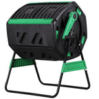 HomGarden 53-Gal Composting Tumbler Dual Chamber Rotating Compost Bin W Sliding Doors & Handle, BPA Free for Outdoor Garden