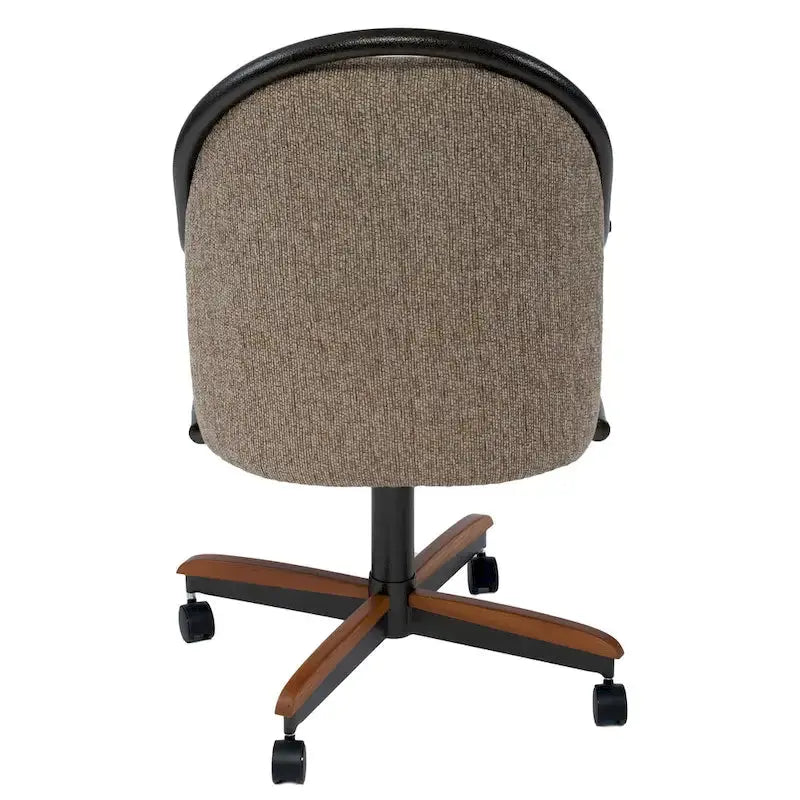 Casual Dining Swivel-Tilt Rolling Chair With Brown Fabric Upholstery