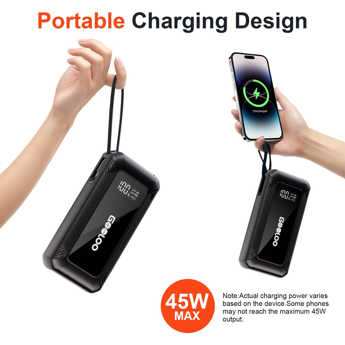 GOOLOO G7X Supersafe Jump Starter, 3000A Car Jump Starter with Built-in USB-C 45W Fast Charging Cable, USB-C PD 45W Power Bank, Safe Battery Booster