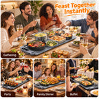 FEPPO Electric Warming Tray, Extra-Long 42" x 12", Fast Full-Surface Heating Warming Mat for Food with 19-Level Adjustable Temperature & 6-Hour Timer