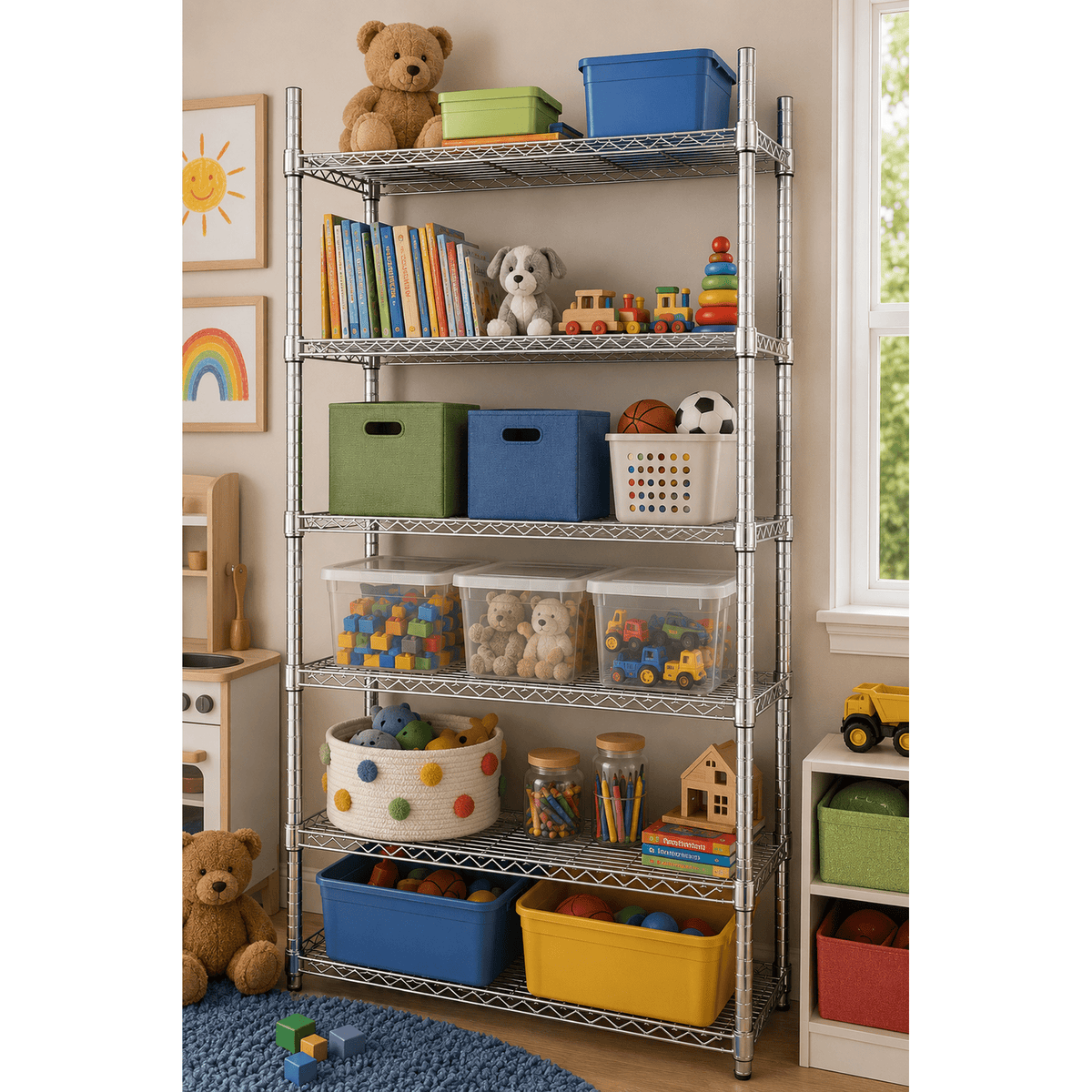 Hyper Tough 6-Tier Wire Shelving Unit, Chrome, Heavy-Duty Storage