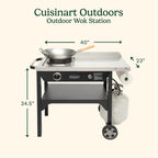 Cuisinart Outdoor Wok Station With Prep Table, 50,000 BTU, 14 inch Carbon Steel Wok - Black
