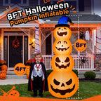 Goosiay 8ft Halloween Inflatable, Stacked Pumpkins with Witch Hat and Built-in LED Lights, Outdoor Blow up Yard Decor for Lawn, Garden, Porch and Halloween Party, Orange