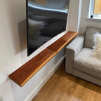 1 Piece Teak Wood Live Edge Rustic Floating Wall Shelf - 24, 36, 42