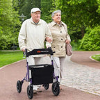 Heavy-Duty Foldable Rollator Walker With 9.5in Pneumatic Wheels, Built-In Seat, Blue Or Purple