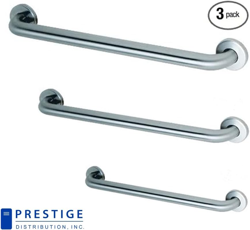 Prestige Commercial Grab Bar Bundle 3-Pack 1.5in Dia 18/36/42in ADA