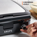 KRUPS 4-Slice Belgian Waffle Maker Nonstick Removable Plates