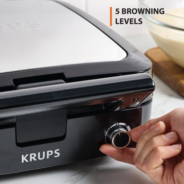 KRUPS 4-Slice Belgian Waffle Maker Nonstick Removable Plates
