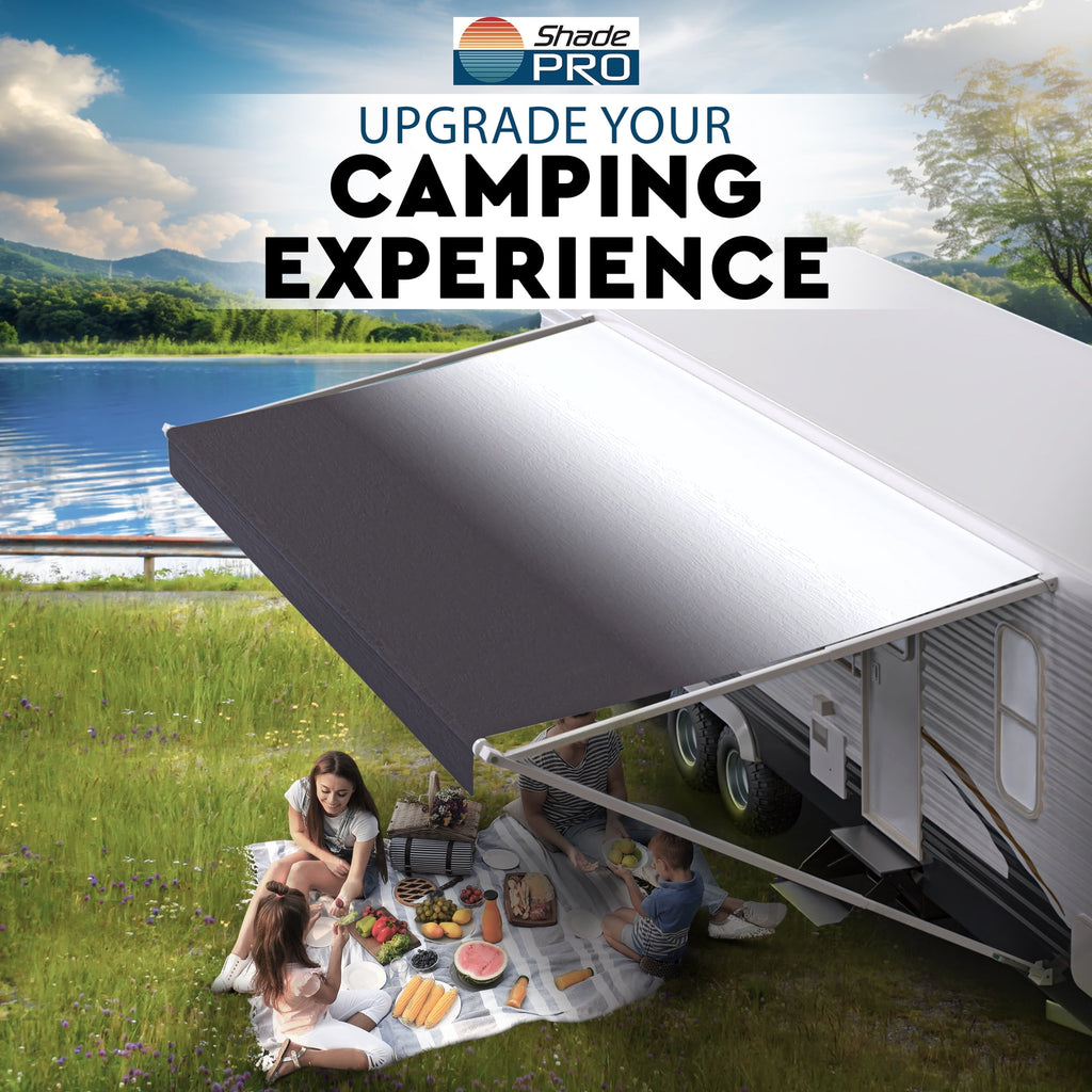 Shadepro RV Awning Replacement 15' Charcoal Fade Fabric length 14'2"