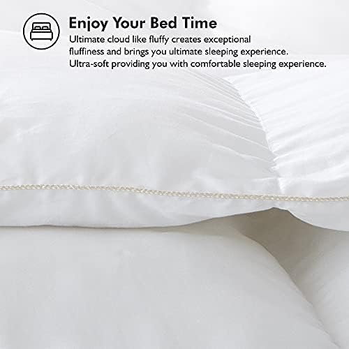 Luxurious King/California King Size Goose Down Fiber Waterfowl Feather Fiber Comforter Duvet, 100% Cotton Cover, 58 oz. Fill Weight, Baffle Box