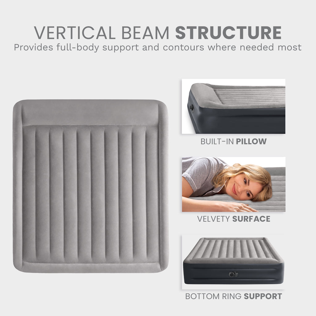 Intex Dura Beam Plus Deluxe Air Mattress Bed with Built In Pump, King-Sized Bed