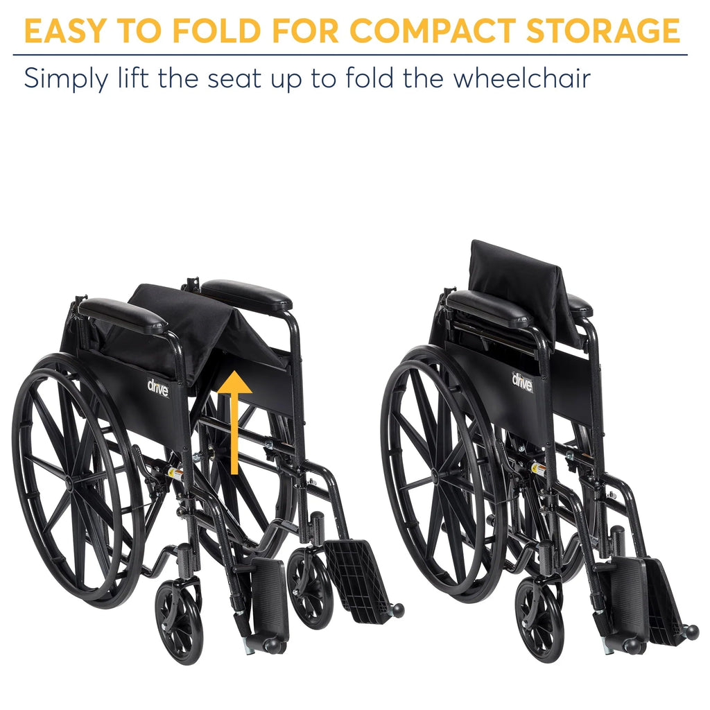 Drive Medicals Silver Sport 1 Wheelchair With Full Arms And Swing Away Removable Footrest - Silver Sport 1