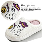 BERANMEY Halloween Slippers for Women Perfect Soft Plush Comfy Warm Slip-On Cute Womens Slippers Indoor Fluffy House Slippers for Women and Men Non-slip Fuzzy Flat Slides