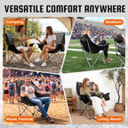 KingCamp Padded Camping Chairs for Adults, Oversized Folding Camping Chair, Heavy Duty Folding Round Camping Chair, Black Dark Grey