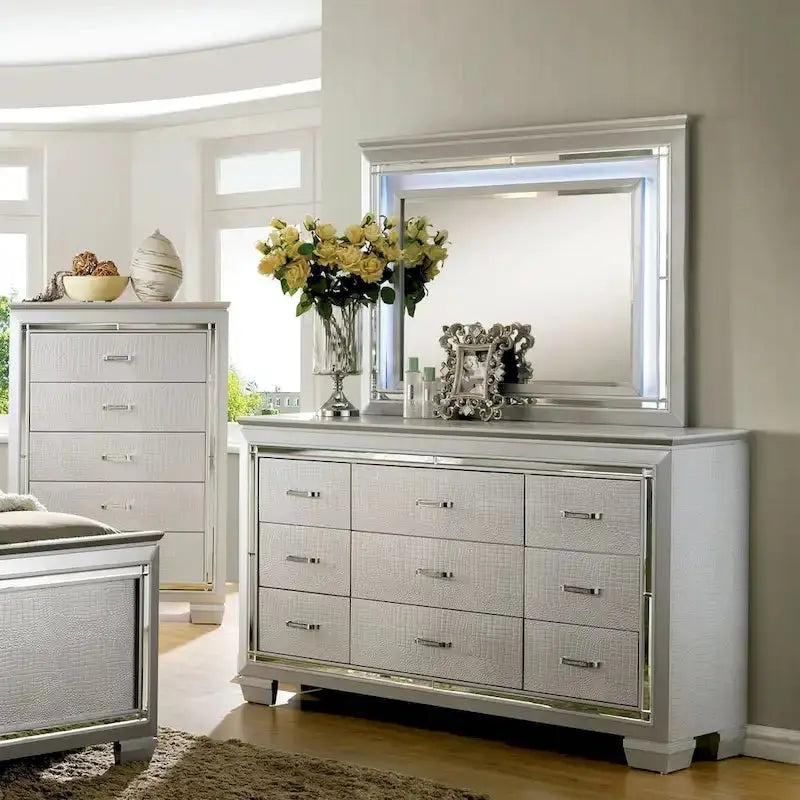 Furniture Of America 9-Drawer Wood Dresser With Mirror - Ruff Crocodile