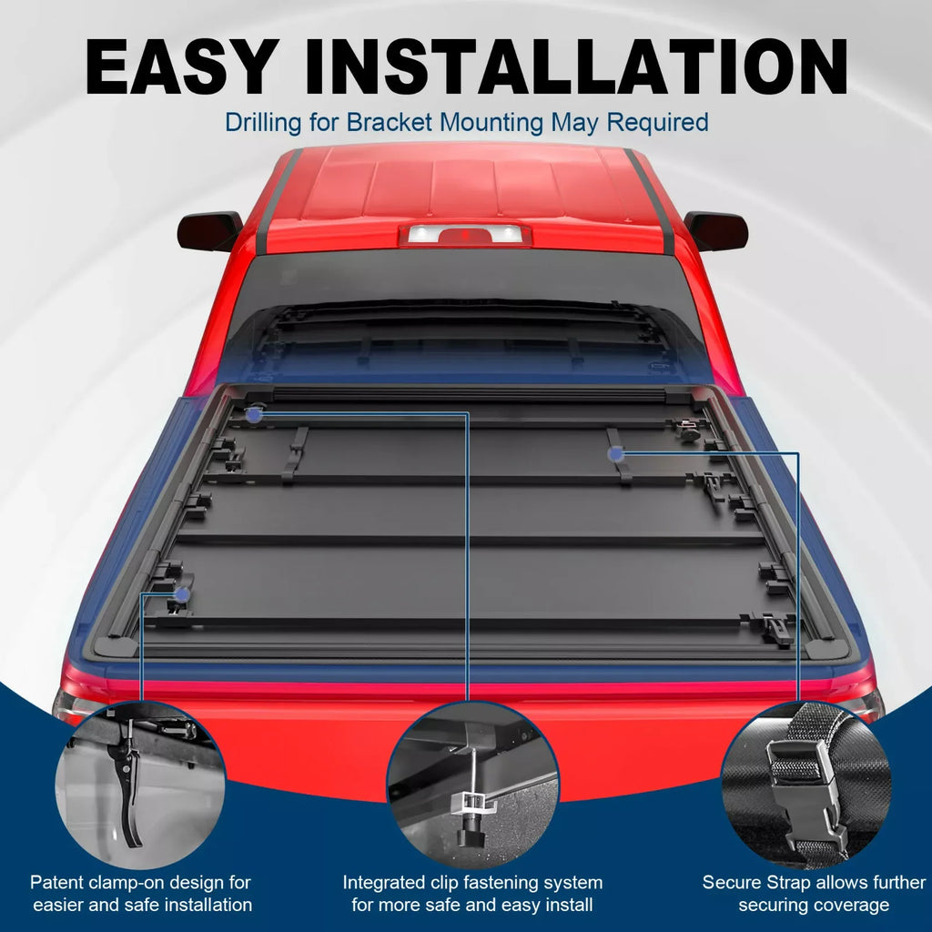 MOSTPLUS 6.5FT 4-Fold Soft Truck Bed Tonneau Cover for 2014-2018 Chevy Silverado / GMC Sierra