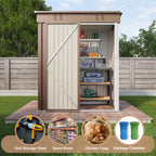 Asofer Outdoor Metal Storage Shed, 5' x 3' ft Lockable Single Door Garden Tool Shed, Brown for Backyard Patio