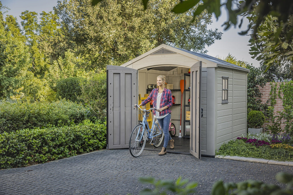 Keter Resin Outdoor Storage Shed, Taupe, 8 x 11 Foot - Factor