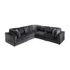 Modular L-Shaped Sectional Sofa, 6-Piece Corduroy Upholstered Configuration