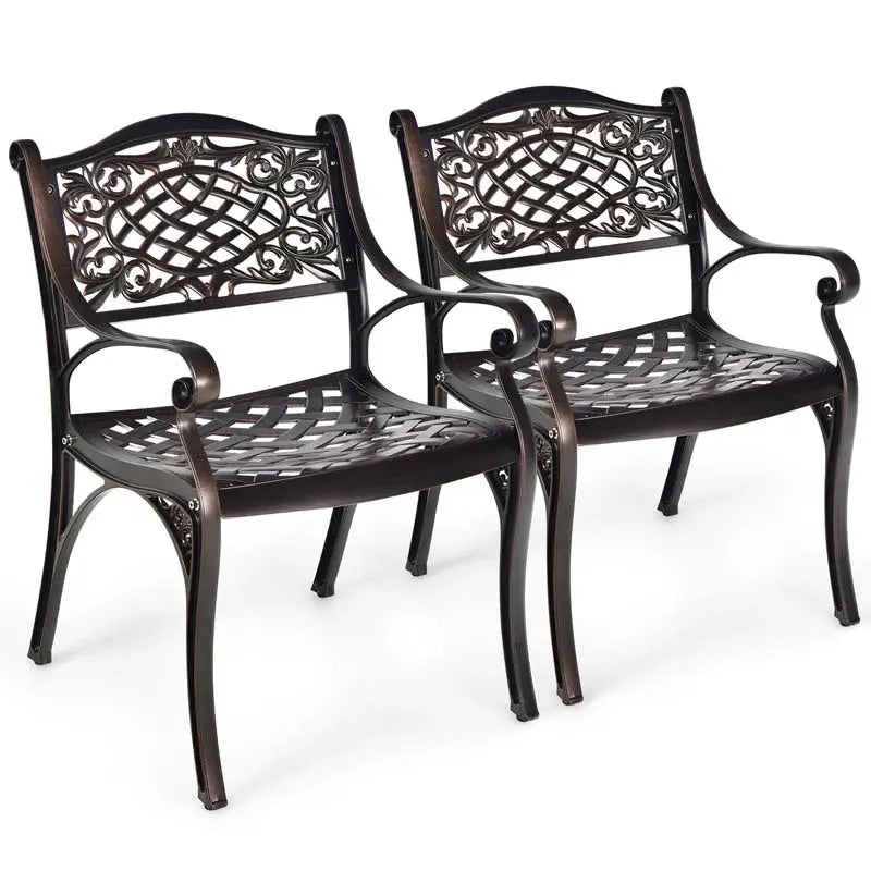 All-Weather Cast Aluminum Outdoor Dining Chairs, Set Of 2 - 23 in x 22 in x 32.5 in