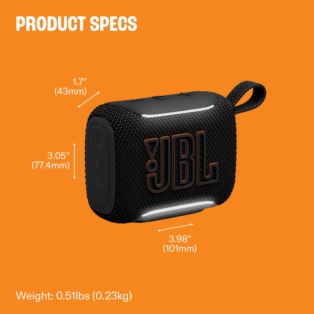 JBL Go 5 - Ultra-portable waterproof and drop-proof speaker with JBL legendary sound and ambient edge lighting - Black