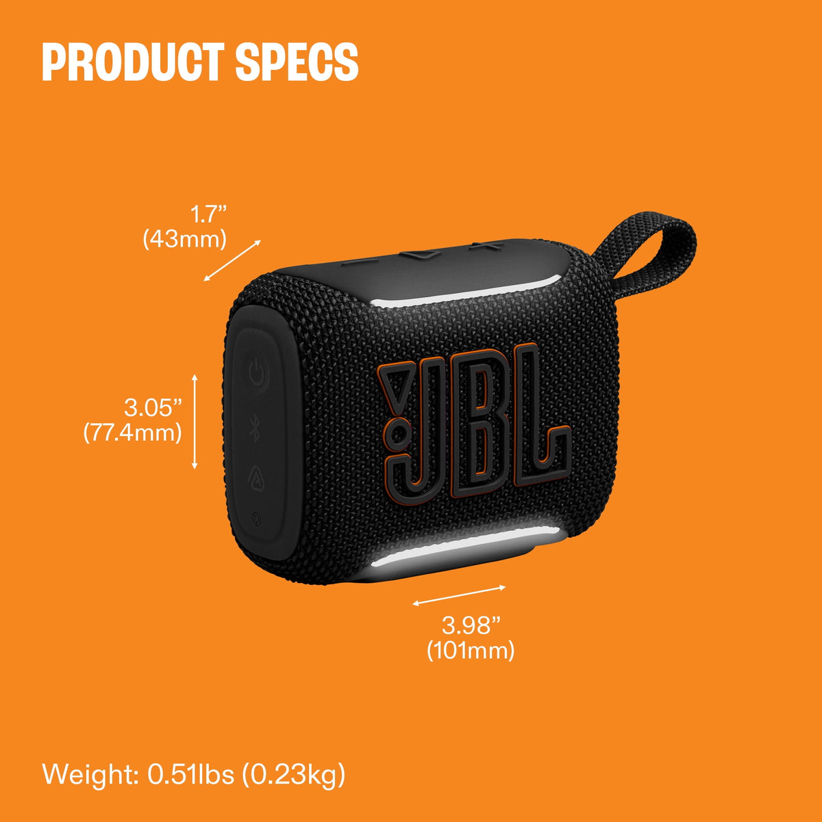 JBL Go 5 - Ultra-portable waterproof and drop-proof speaker with JBL legendary sound and ambient edge lighting - Black