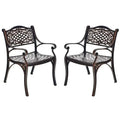 All-Weather Cast Aluminum Outdoor Dining Chairs, Set Of 2 - 23 in x 22 in x 32.5 in