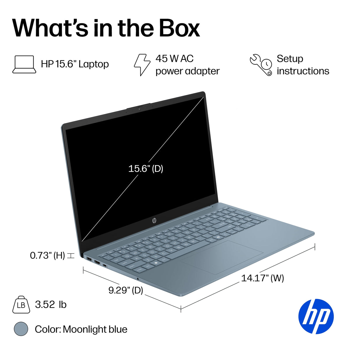 HP 15.6 inch HD Windows Laptop Intel Processor N250 4GB 128GB UFS Moonlight Blue