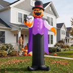 Joyfy 12 ft Giant Halloween Inflatable Pumpkin Ghost Vampire with Skull Decoration with Built-in LEDs, Ghost Halloween Decorations Outdoor Blow Up Yard Lawn Decoration