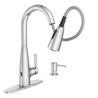 Moen Haelyn Chrome Touchless Single-Handle Pulldown Sprayer Kitchen Faucet with Soap Dispenser, Features Power Clean for a Faster Wash