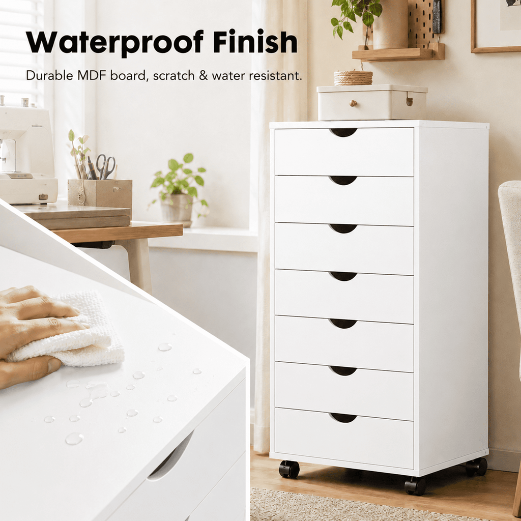 Alvantor 5/7-Drawer Storage Cabinet with Rolling Wheels, Lockable Casters, Spacious Drawers & Top Shelf for Office & Home