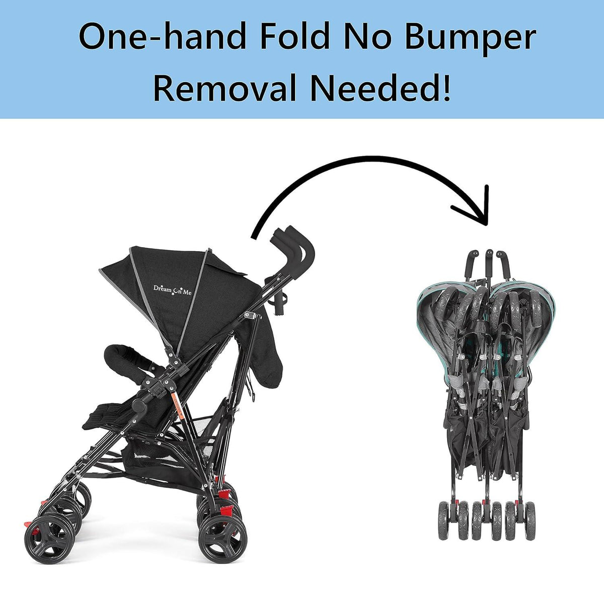 Dream On Me Volgo Twin Umbrella Stroller, Black - 446-BLK