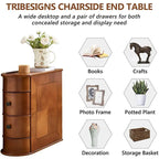 Solid Wood Chairside End Table, Two Drawers, 23.62'D x 10.63'W x 23.62'H