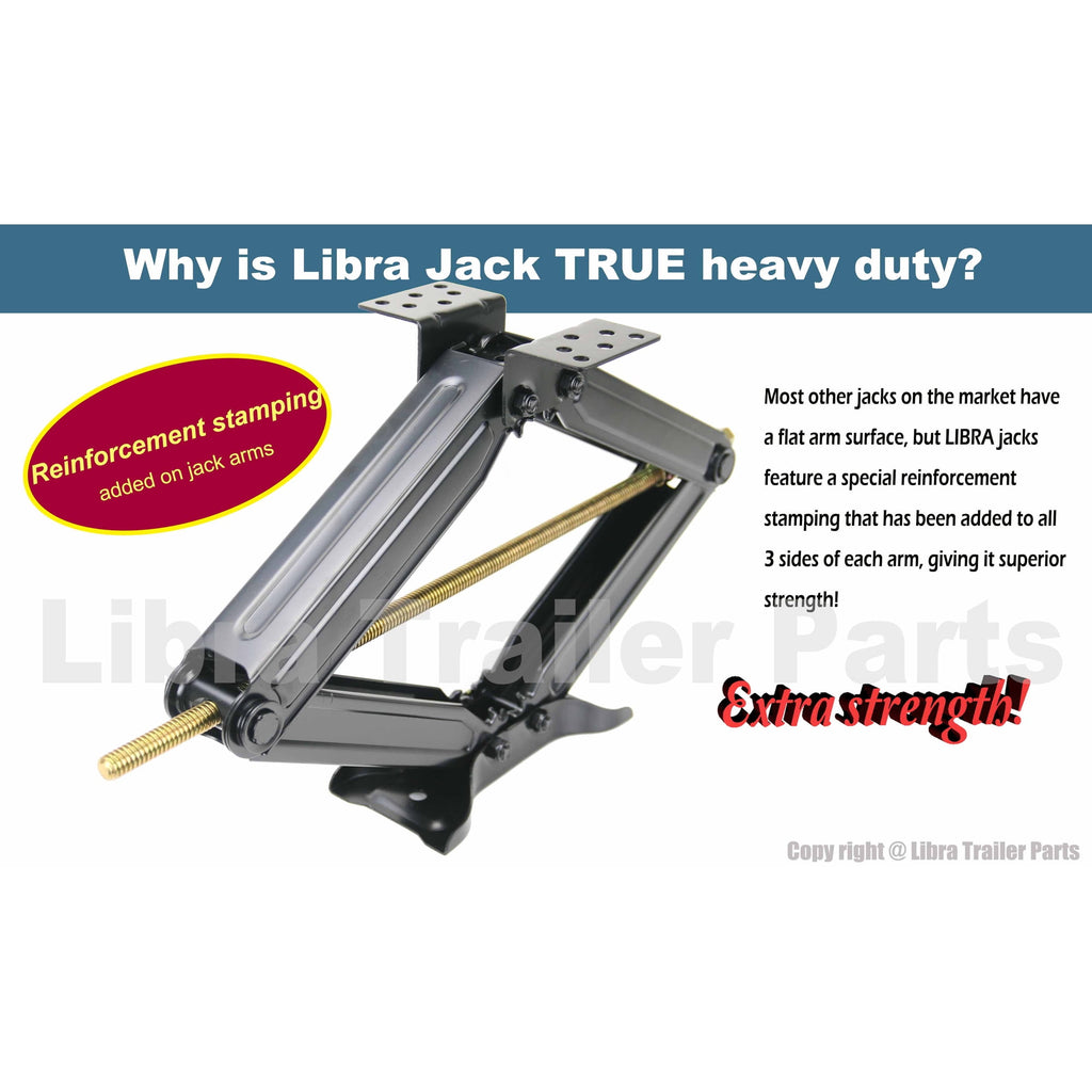 Set 4 LIBRA Premium 24" 6,000 lb RV Trailer Stabilizer Leveling Scissor Jacks w/Dual Power Drill Sockets & Mounting Hardware Kit