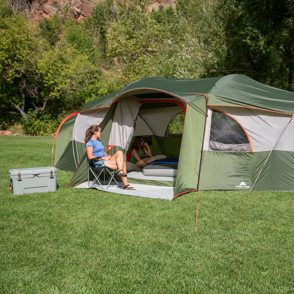 Ozark Trail 18-Person Cabin Tent, with 3 Covered Entrances