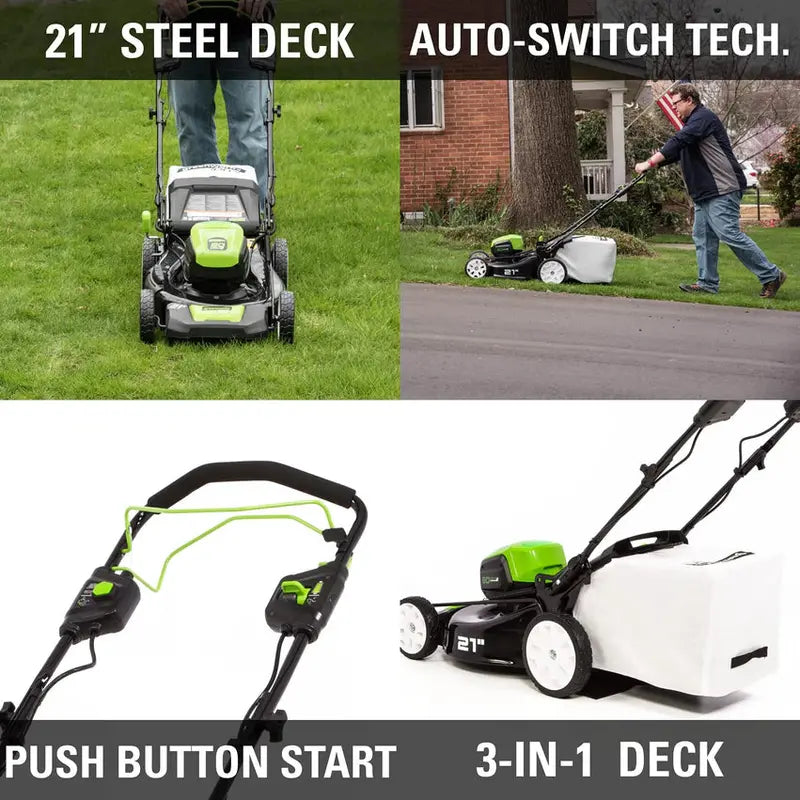 Greenworks 80V Cordless 21-Inch Self-Propelled Brushless Lawn Mower