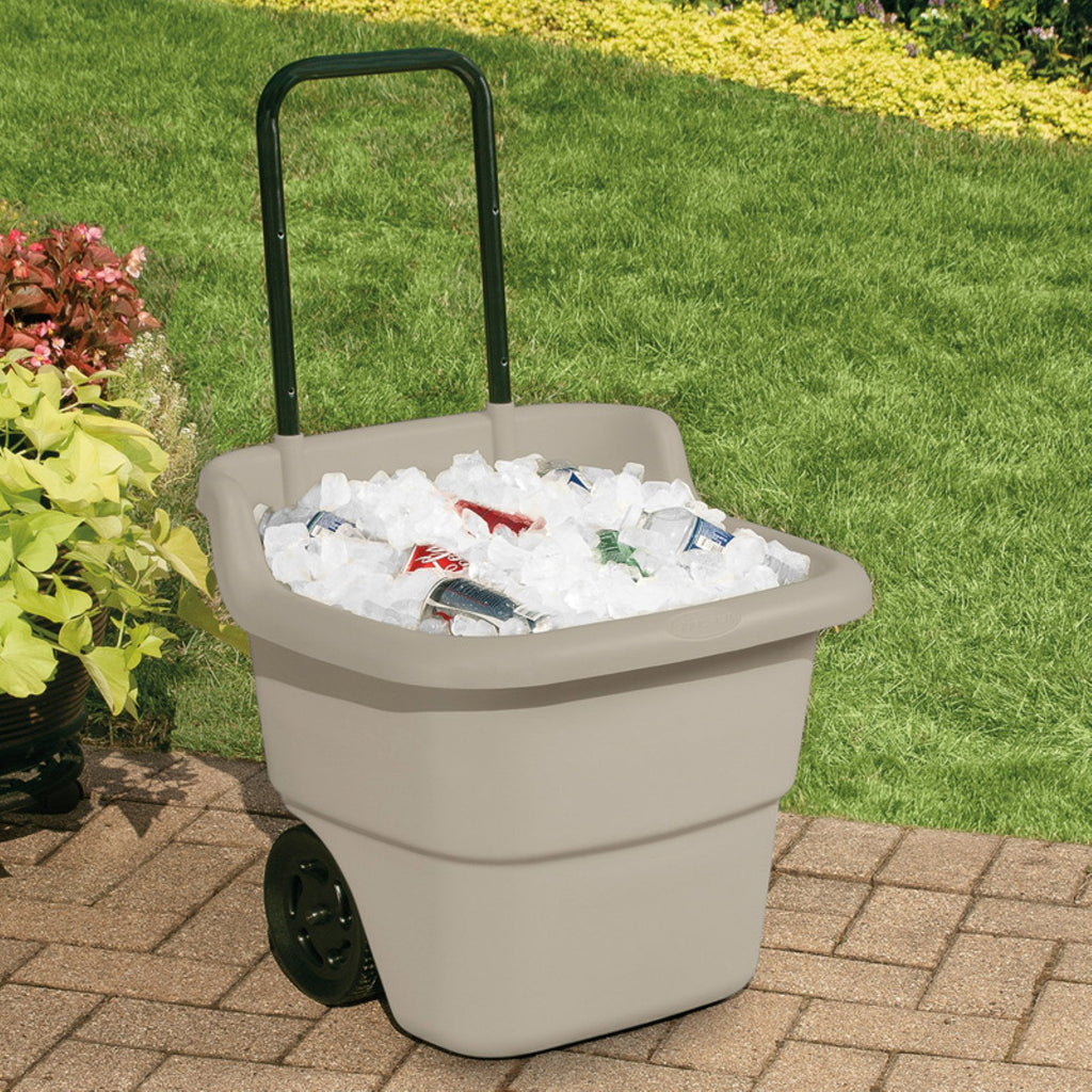 Suncast Resin Rolling Lawn and Utility Cart with Retractable Handle