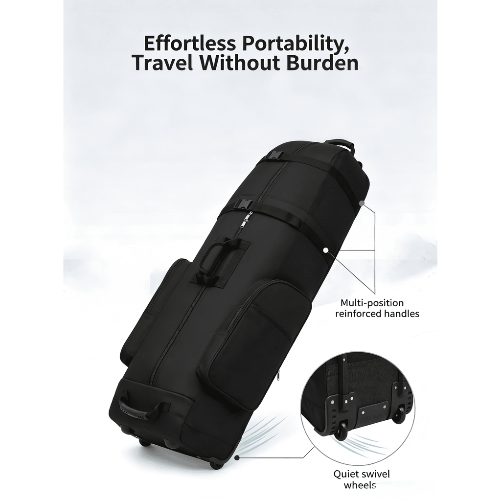 DKTIOP Golf Travel Bag with Wheels, Lockable Zipper Soft Sided Golf Club Airline Bag, Waterproof Wear Resistant 900D Oxford Polyester Golf Bag with
