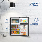 Arctic King Two-Door Mini Fridge With Freezer, 3.2 Cu. Ft., Stainless Steel